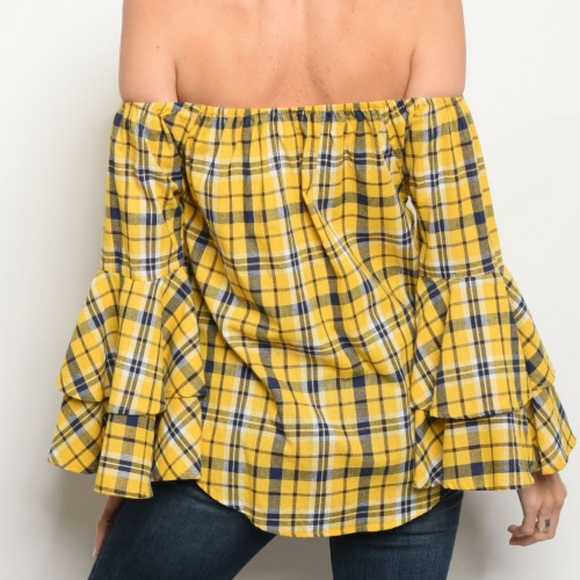MUSTARD PLAID PRINT TOP - Picture 4 of 4